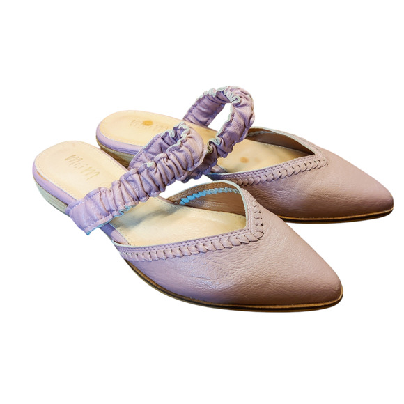 Mi.im Alicia Pointed Toe Shirred Ruffle Mule Baby Pink Flats Balletcore 7.5 - Picture 1 of 9
